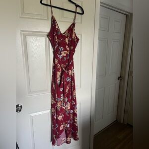 Red floral dress